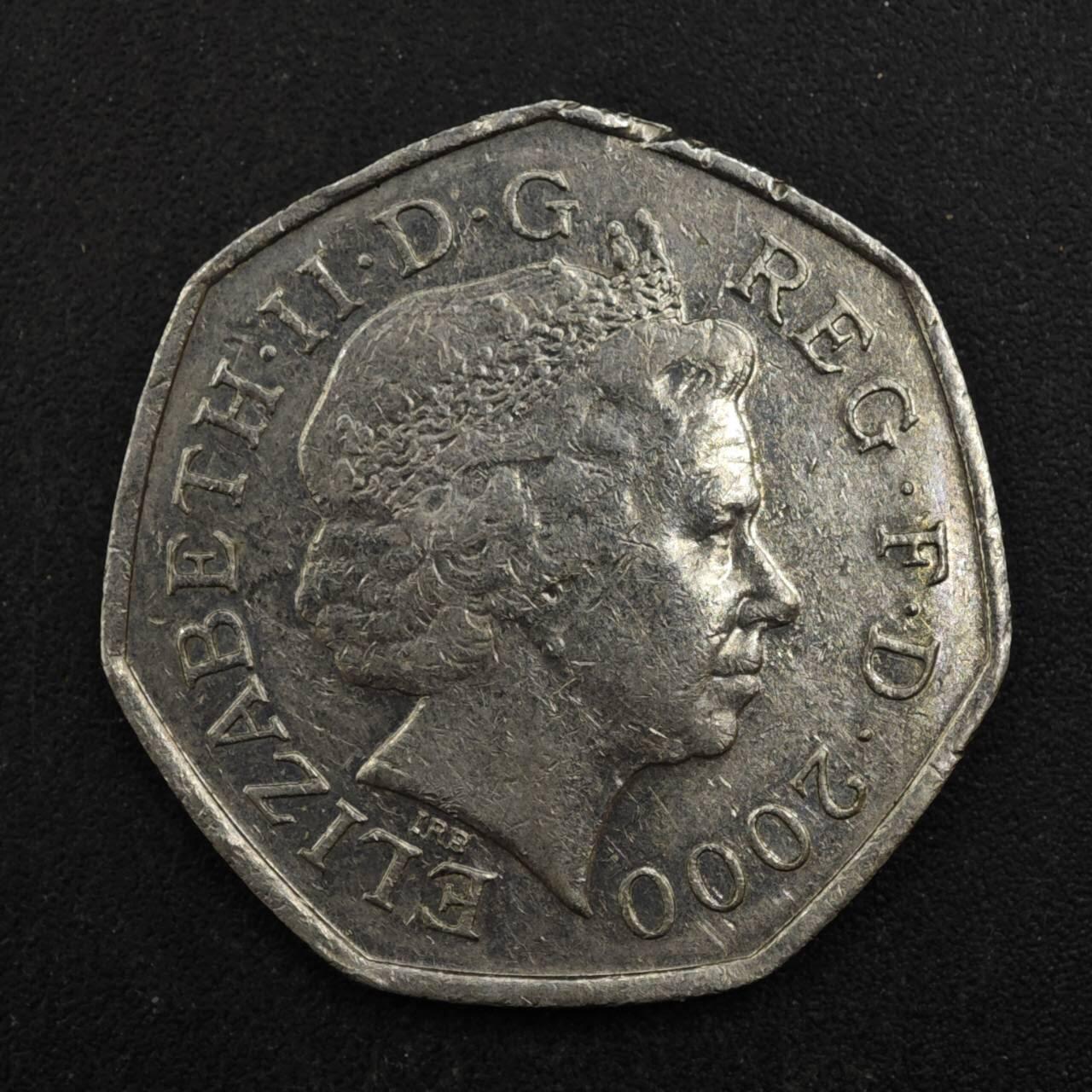 【淘币小摊】实时拍第八百四十三拍   散币场   满百包邮可预留二周 每周一统一发货   英国2000年图书馆50便士纪念币