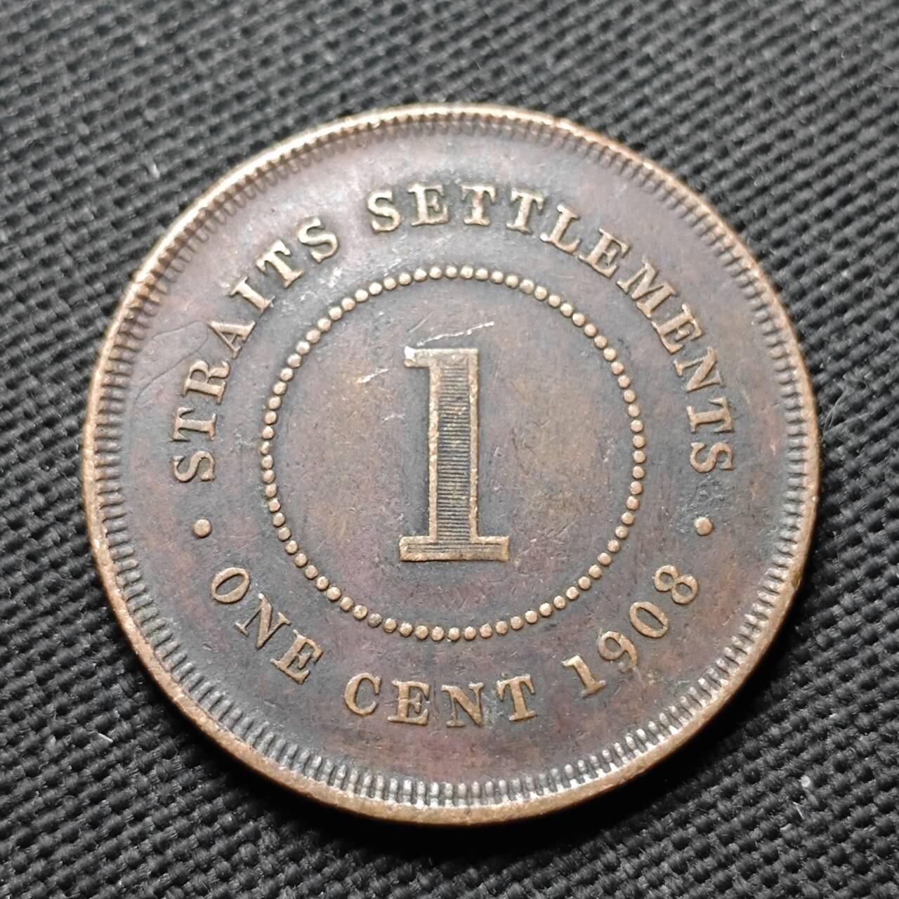 KK钱币收藏小铺  第399期  百期特拍（四拍之三）2月预留时间 周末发货  1908英属海峡1分铜币