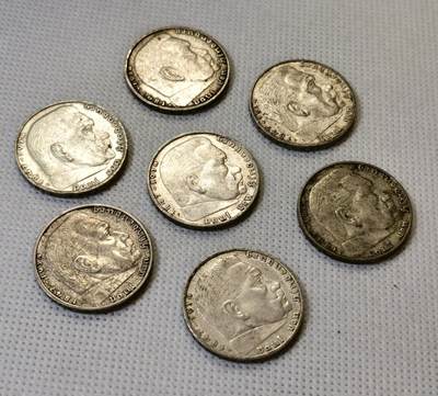 甄臻铺-世界币章拍卖（第46期）送拍享返佣金等优惠多多（1月10日精品场，敬请期待） 德国兴登堡加字2马克，7枚一组，细节见图