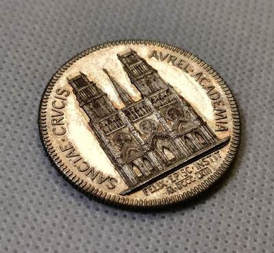 甄臻铺-世界币章拍卖（第46期）送拍享返佣金等优惠多多（1月10日精品场，敬请期待） 法国奥尔良圣十字大教堂银章，喜欢教堂主题的藏不要错过，细节完美未流通品相 ，丰饶角标95Ag  32.3mm  13.2g，细节见图