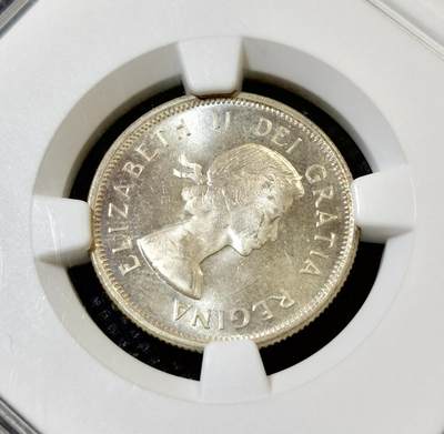 甄臻铺-世界币章拍卖（第46期）送拍享返佣金等优惠多多（1月10日精品场，敬请期待） NGC-PL65 1964年加拿大25分银币