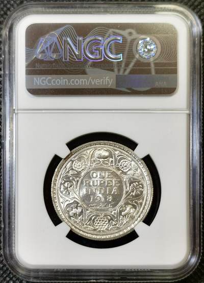 甄臻铺-世界币章拍卖（第46期）送拍享返佣金等优惠多多（1月10日精品场，敬请期待） NGC-MS62 1918年英属印度乔治五世卢比