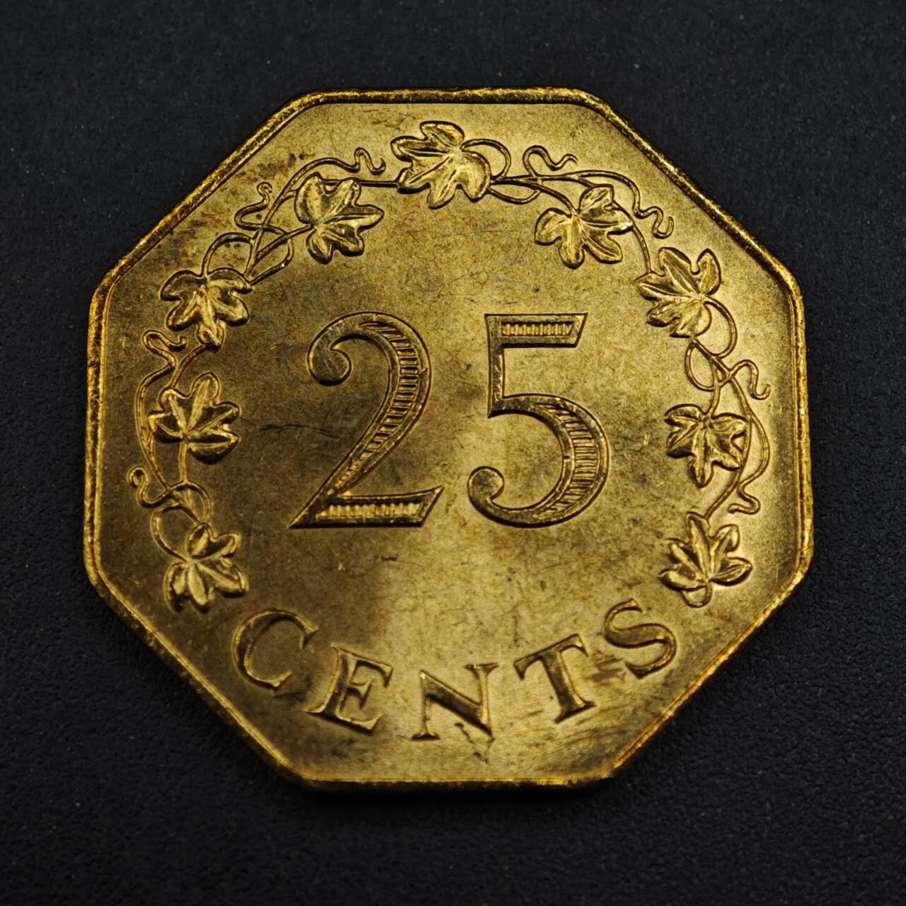 【淘币小摊】实时拍第八百四十三拍   散币场   满百包邮可预留二周 每周一统一发货   马耳他1975年25分铜币