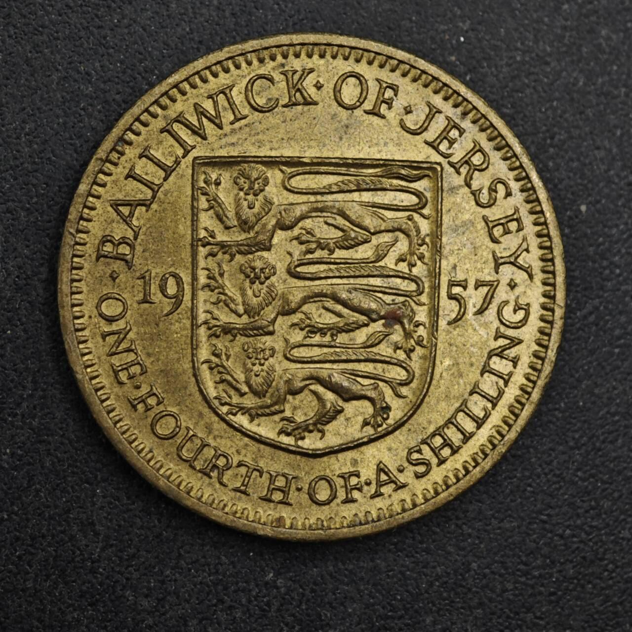 【淘币小摊】实时拍第八百四十三拍   散币场   满百包邮可预留二周 每周一统一发货   泽西岛1957年1/4先令铜币