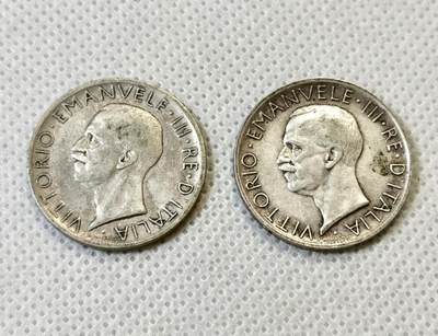 甄臻铺-世界币章拍卖（第46期）送拍享返佣金等优惠多多（1月10日精品场，敬请期待） - 意大利1927年、1929年5里拉银币一对，细节见图