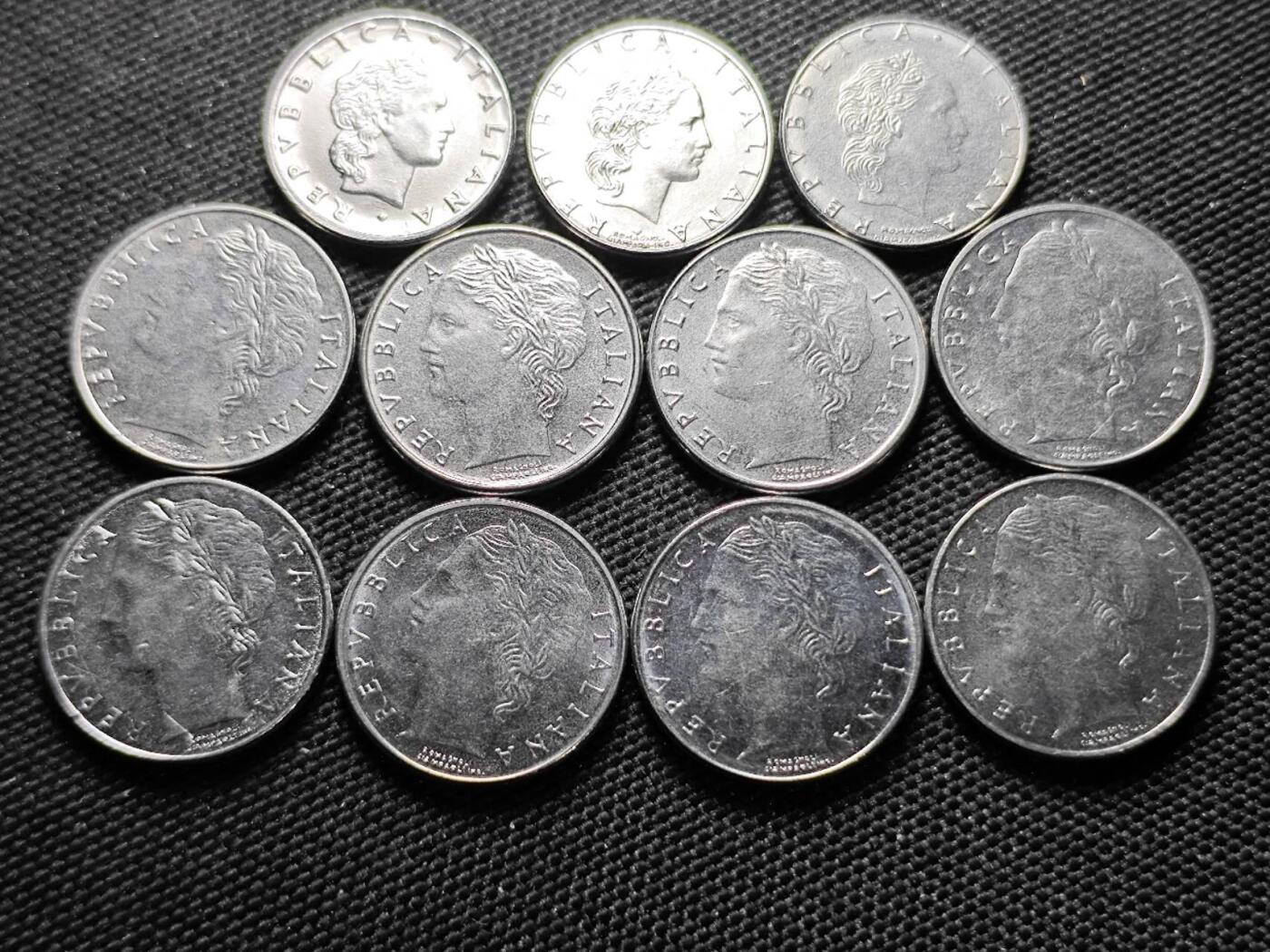 KK钱币收藏小铺  第387期  2月预留时间 周末发货  意大利小50/100里拉一组11枚