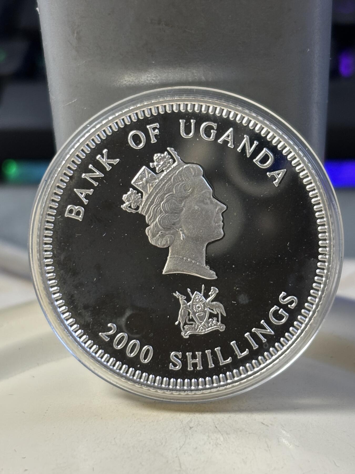 第187期拍卖 乌干达2000年非洲动物系列斑马精制纪念银币带盒证书，25克，发行5000枚