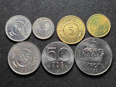 KK钱币收藏小铺  第387期  2月预留时间 周末发货 -  圭也那 挪威一组 好品