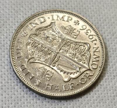 甄臻铺-世界币章拍卖（第46期）送拍享返佣金等优惠多多（1月10日精品场，敬请期待） 英国1936年乔治五世半克朗银币，细节见图