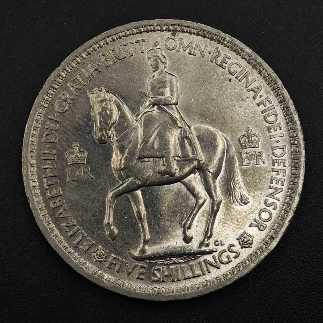 【淘币小摊】实时拍第八百四十三拍   散币场   满百包邮可预留二周 每周一统一发货   英国1953年女王加冕5先令纪念币