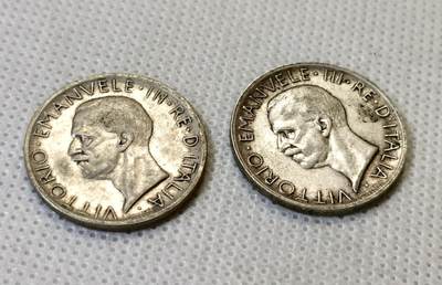甄臻铺-世界币章拍卖（第46期）送拍享返佣金等优惠多多（1月10日精品场，敬请期待） 意大利1927年、1929年5里拉银币一对，细节见图