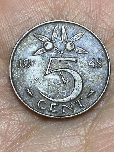 2026年第五场(总第一百七十四场）外国好品散币场(免佣金) - 荷兰🇳🇱1948单年份5分(威廉明娜女王退位年，Fish–鱼标)