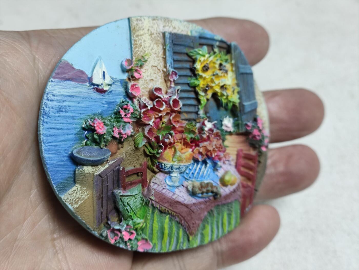 风光无限，精美冰箱贴A 地中海风情油画造型的创意磁性树脂冰箱贴‌