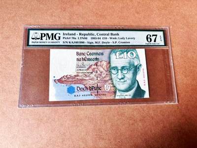 【Blue Auction】世界纸币精拍第773期——18级TOP拍卖/信誉/品质/专业/高效💫 - 爱尔兰 1993年10镑 PMG67EPQ 