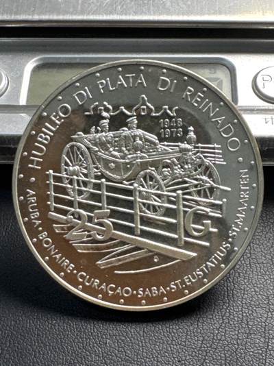 ❤️【币观天下】❤️ 第338期钱币拍卖- 2026.1.9周五晚上6点半场-长期征集拍品 - 荷属安德烈斯1973年女王登基30周年精制银币42.3克