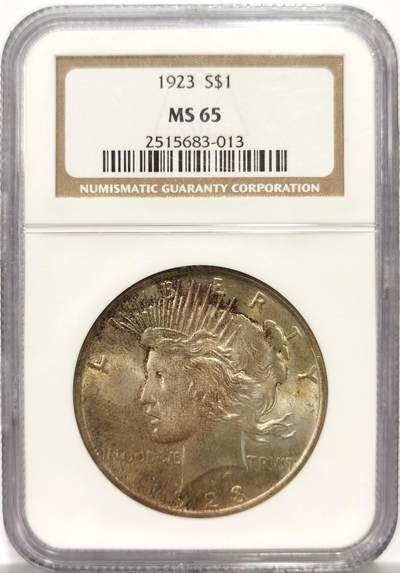 博洋堂世界钱币拍卖第156期（全场包邮） - NGC MS65 美国1923年和平银元 原味老黄油彩 老盒子好品质 状态非常好