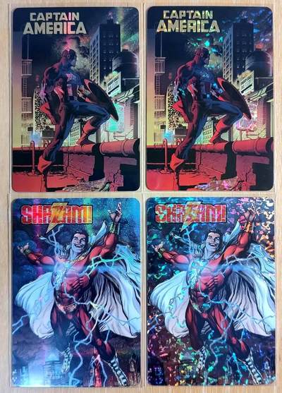 满200包邮！龙虎卡牌-七一场（满200元包邮，无佣金，每周六结拍，欢迎送拍） - 纱布闪+碎花彩闪  美国队长&沙赞