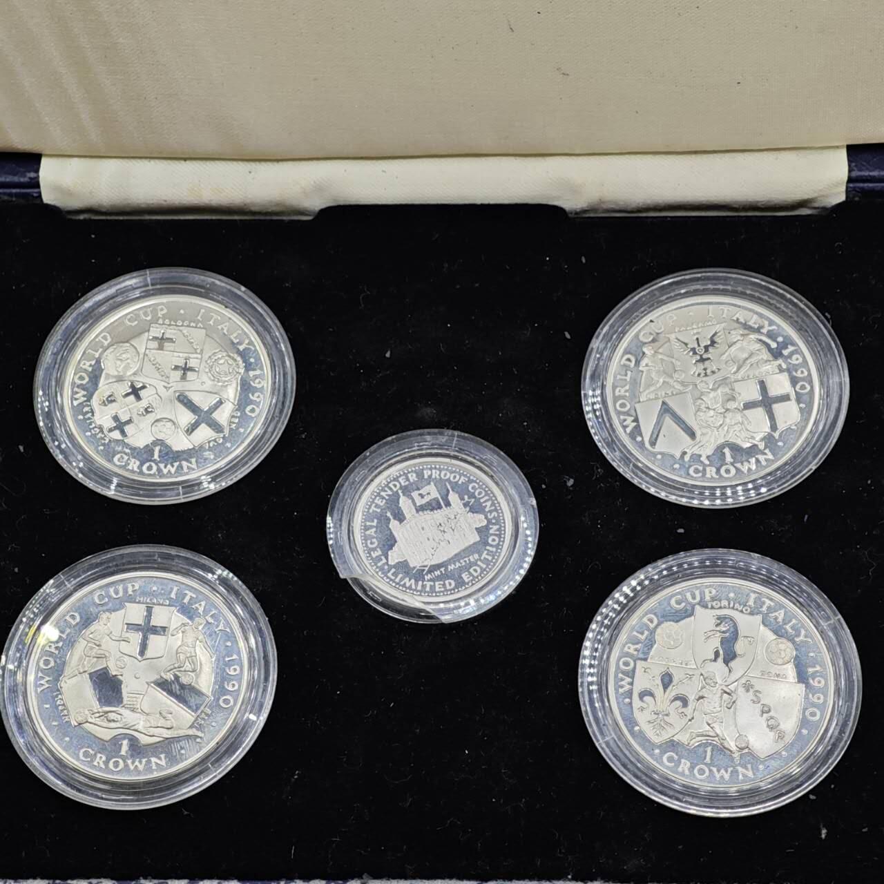 【淘币小摊】实时拍第八百四十三拍   散币场   满百包邮可预留二周 每周一统一发货   马恩岛1990年世界杯银币4枚套含造币厂章 含28.28克925银币4枚 参考银价2020