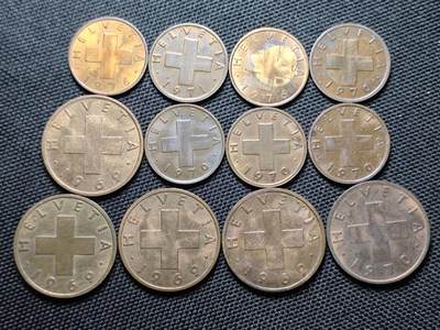 KK钱币收藏小铺  第387期  2月预留时间 周末发货 -  瑞士一组12枚铜币