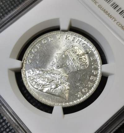 甄臻铺-世界币章拍卖（第46期）送拍享返佣金等优惠多多（1月10日精品场，敬请期待） NGC-MS62 1918年英属印度乔治五世卢比