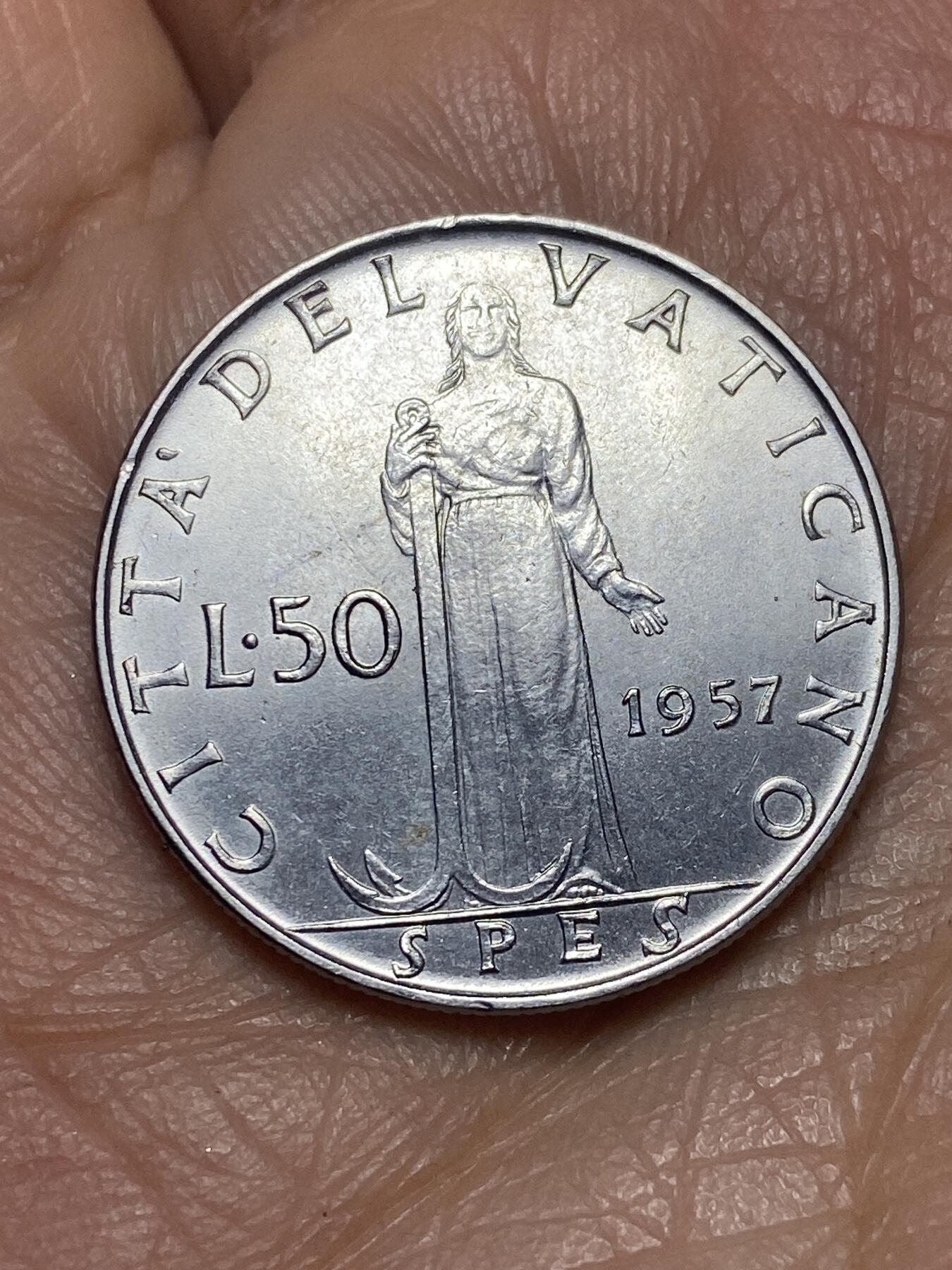 2026年第五场(总第一百七十四场）外国好品散币场(免佣金) 梵蒂冈🇻🇦1957年50里拉(教皇庇护十二世时期)