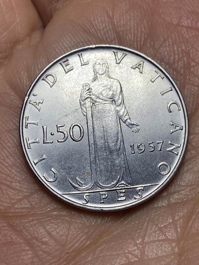 2026年第五场(总第一百七十四场）外国好品散币场(免佣金) - 梵蒂冈🇻🇦1957年50里拉(教皇庇护十二世时期)