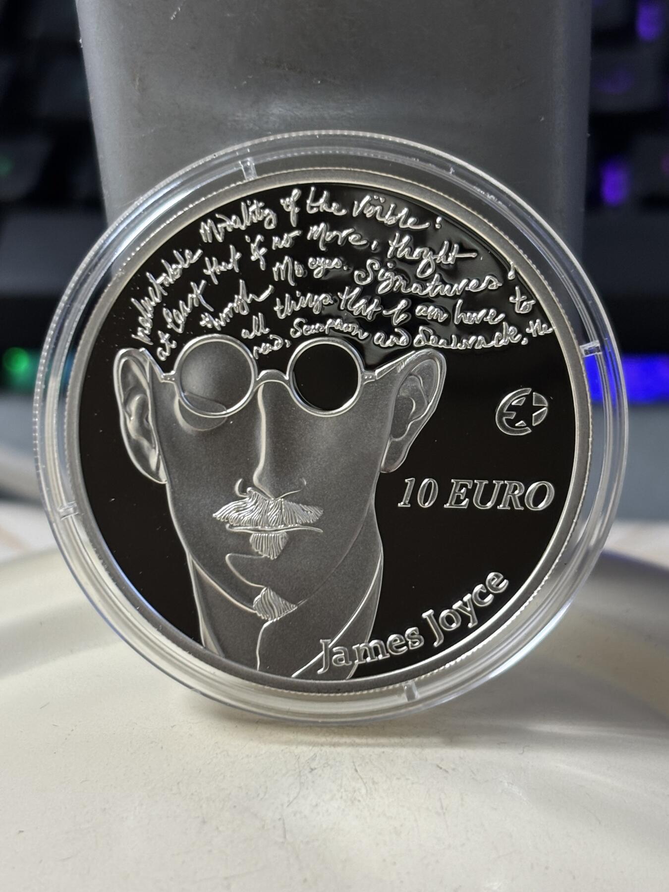 第187期拍卖 获奖币爱尔兰2013年欧洲之星作家詹姆斯乔伊斯银币，925银，28.28克，发行10000枚