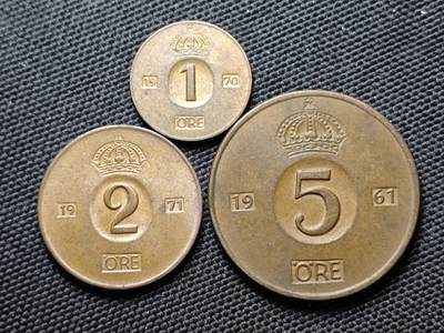 KK钱币收藏小铺  第387期  2月预留时间 周末发货 -  瑞典大小面值铜币一组