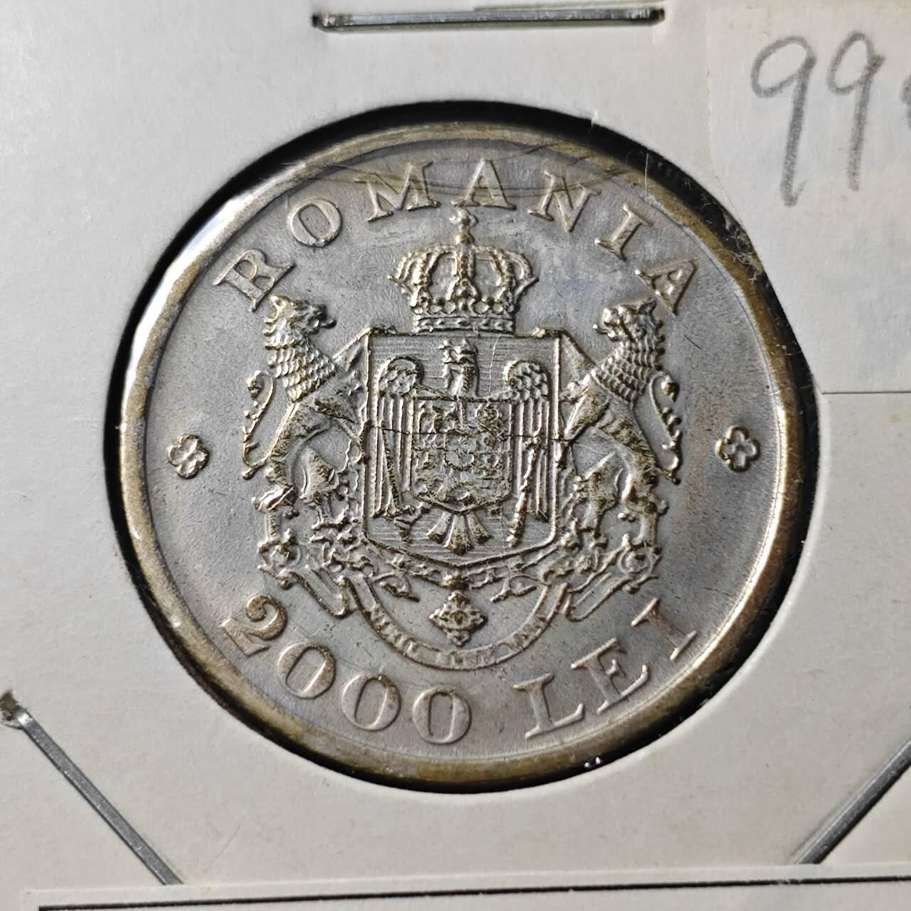KK钱币收藏小铺  第399期  百期特拍（四拍之三）2月预留时间 周末发货  1946罗马尼亚2000列伊铜币 镀银