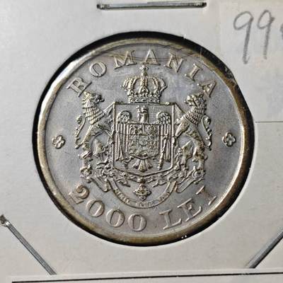 KK钱币收藏小铺  第399期  百期特拍（四拍之三）2月预留时间 周末发货 -  1946罗马尼亚2000列伊铜币 镀银