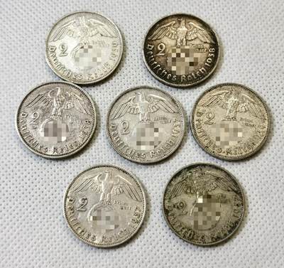 甄臻铺-世界币章拍卖（第46期）送拍享返佣金等优惠多多（1月10日精品场，敬请期待） 德国兴登堡加字2马克，7枚一组，细节见图