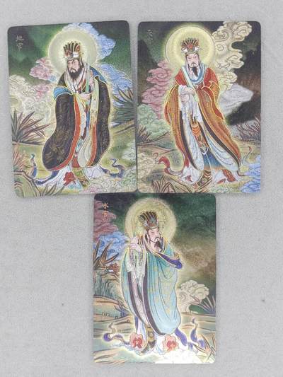 满200包邮！龙虎卡牌-七一场（满200元包邮，无佣金，每周六结拍，欢迎送拍） - 冷烫粗闪3张 燎原焱卡 列仙卷 彫仙-三元大帝