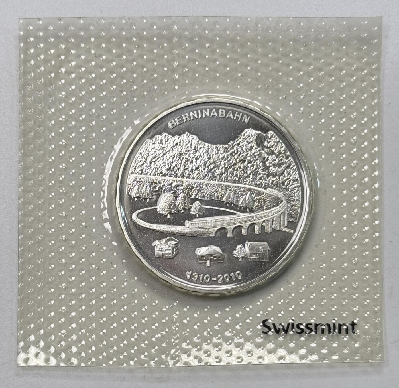 S&S Numismatic世界钱币-拍卖 第118期  瑞士2010年 瑞士铁路-伯尼纳铁路成立100周年 20法郎纪念银币 20克835银