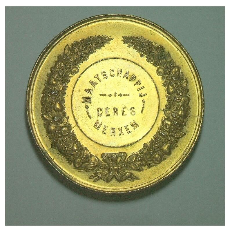 法国1900年前后 谷物丰收高浮雕精制大镀金章 52MM