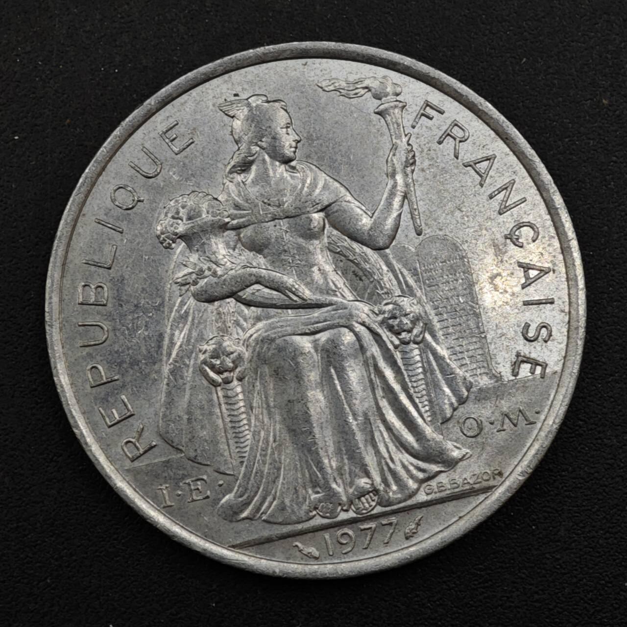 【淘币小摊】实时拍第八百四十三拍   散币场   满百包邮可预留二周 每周一统一发货   波利尼西亚1977年5法郎铝币