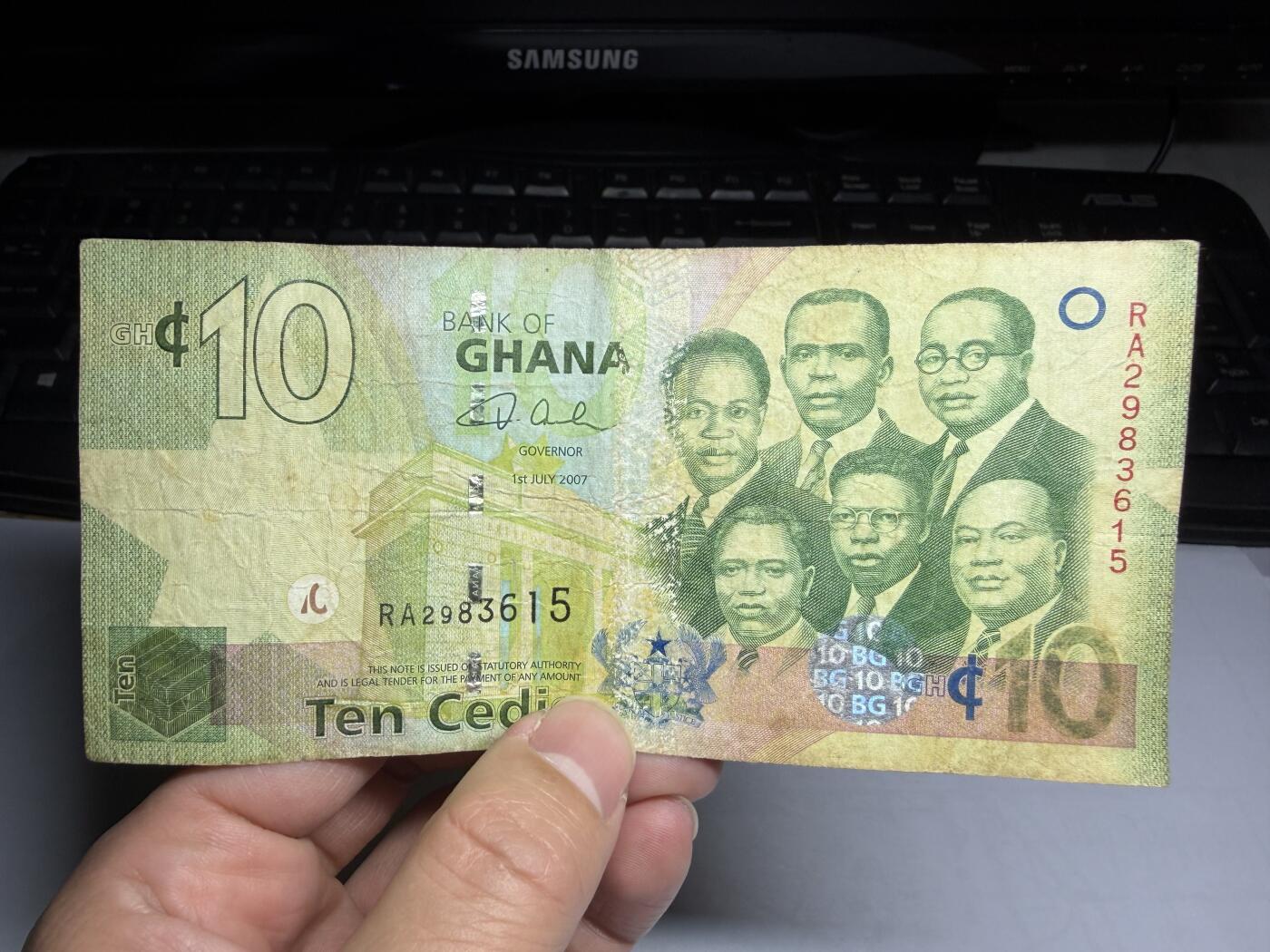 2026年集古藏今外币拍卖第一期-第3场—（总第300拍-纸币专场），本期拍完结算一次，发货时间2-3天，休息几天后继续新的一期拍卖。 2007年加纳10元