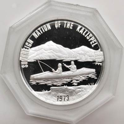 博洋堂世界钱币拍卖第156期（全场包邮） - 美国1973年萨利什人精制纪念银章（999银，26.2g）美国1976年莫多克人精制纪念银章（999银,24 .8g）二枚一组