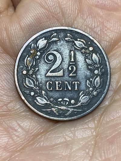 2026年第五场(总第一百七十四场）外国好品散币场(免佣金) - 荷兰🇳🇱1877年2.5分(威廉三世时期时期，Broadaxe–宽刃斧标，首发年)