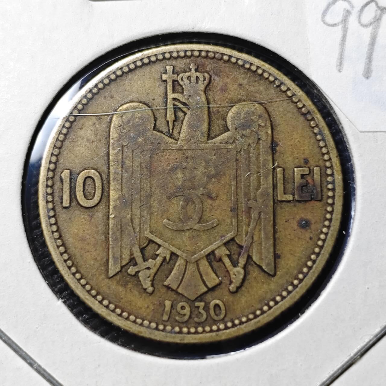 KK钱币收藏小铺  第399期  百期特拍（四拍之三）2月预留时间 周末发货   1930罗马尼亚10列伊铜币 独年