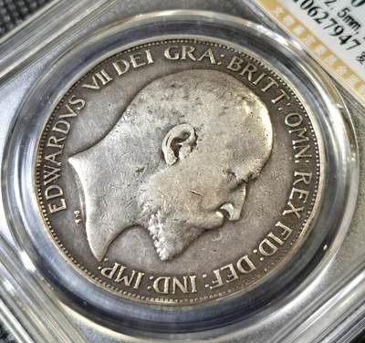 甄臻铺-世界币章拍卖（第46期）送拍享返佣金等优惠多多（1月10日精品场，敬请期待） 公博-AU50  英国 1902年 爱德华七世马剑克朗银币 ,存世较少。AU味道币，可以入藏的品相