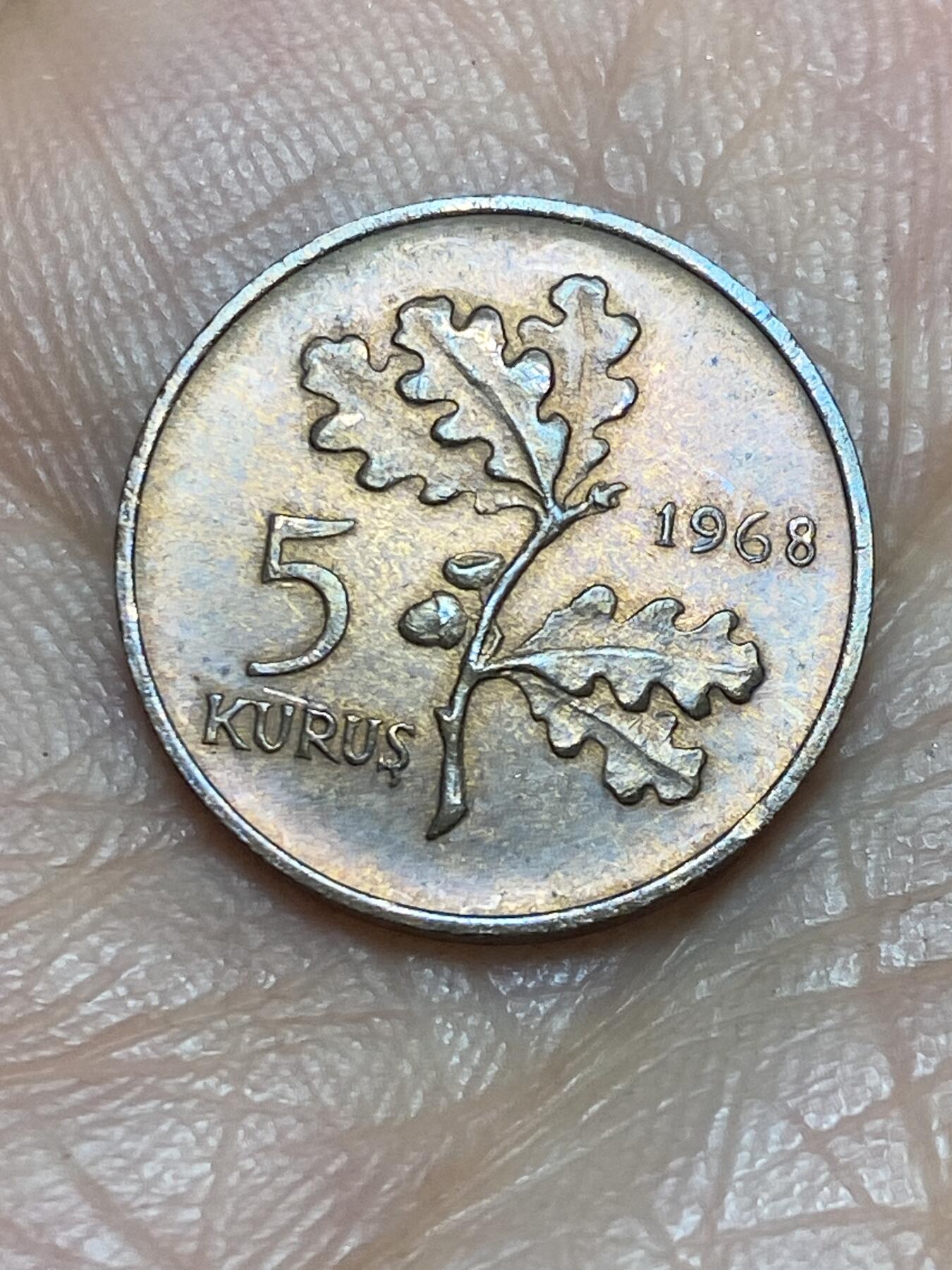 2026年第五场(总第一百七十四场）外国好品散币场(免佣金) 土耳其🇹🇷1968年5库鲁什(第五套第一版关门年，2.5克版)