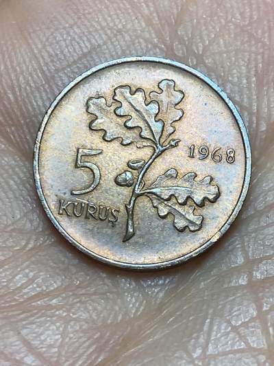 2026年第五场(总第一百七十四场）外国好品散币场(免佣金) - 土耳其🇹🇷1968年5库鲁什(第五套第一版关门年，2.5克版)