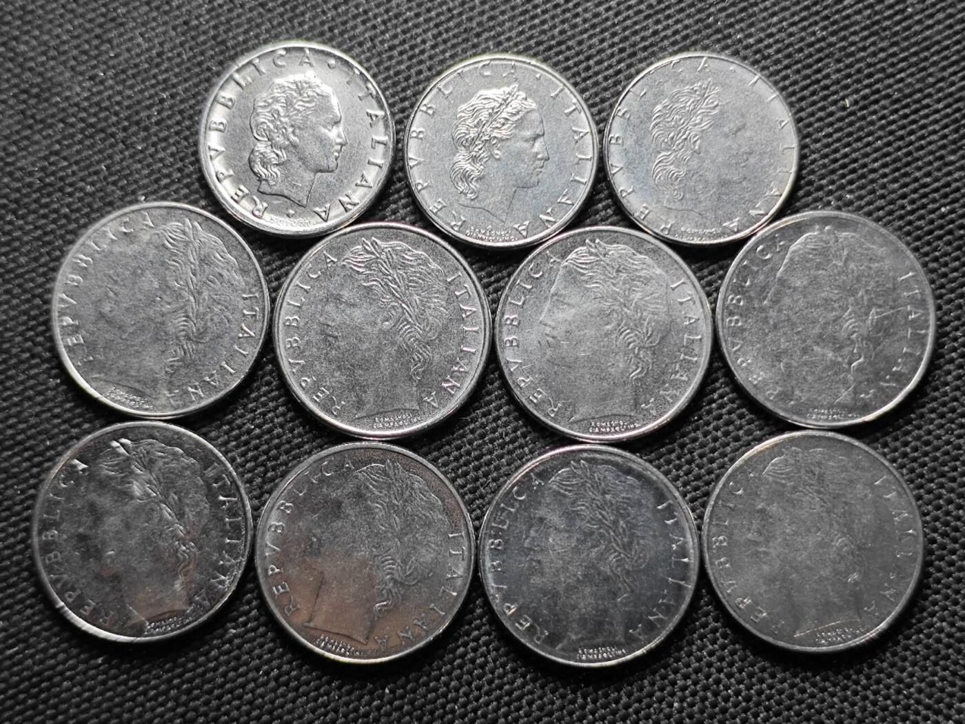 KK钱币收藏小铺  第387期  2月预留时间 周末发货  意大利小50/100里拉一组11枚