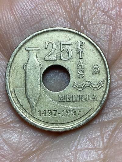 2026年第五场(总第一百七十四场）外国好品散币场(免佣金) - 西班牙🇪🇸1997年25比塞塔(梅利利亚自治市纪念币)