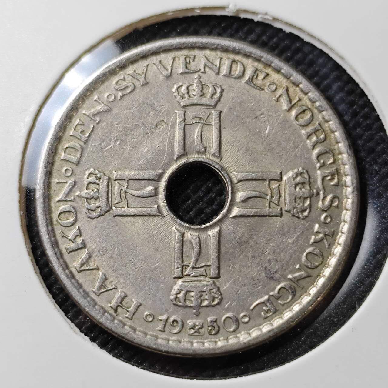 KK钱币收藏小铺  第387期  2月预留时间 周末发货  1950挪威1克朗