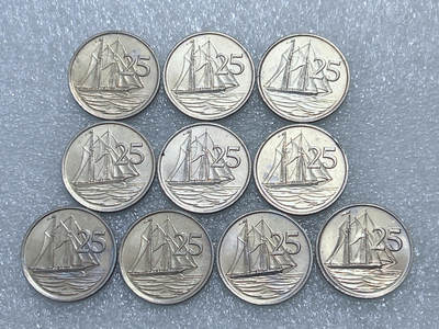 第一海外回流一元起拍收藏 散集专场  第288期 - 英属开曼群岛1987年25分硬币 10枚 英国女王高冠版 原光品