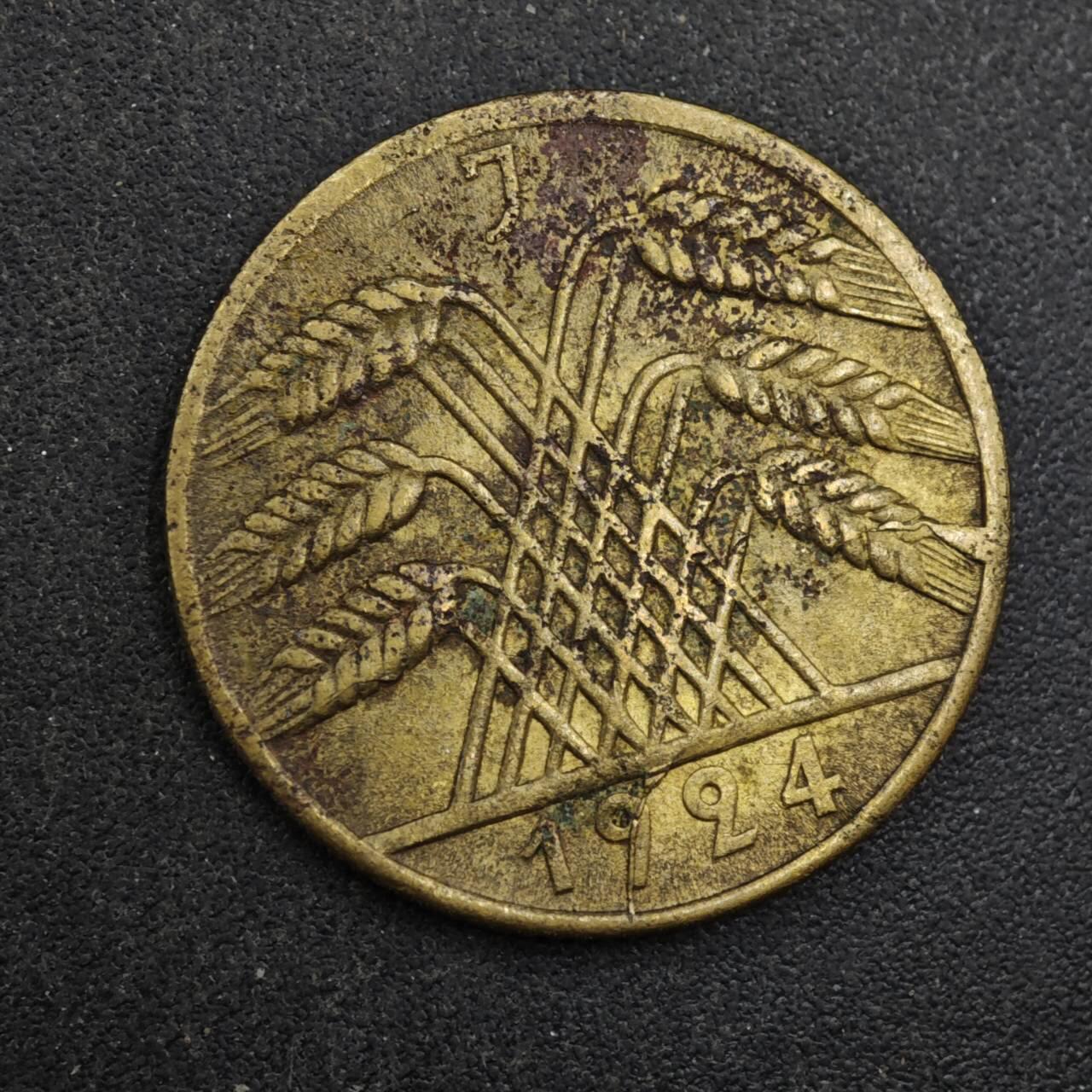 【淘币小摊】实时拍第八百四十三拍   散币场   满百包邮可预留二周 每周一统一发货   德国1924年10芬妮铜币