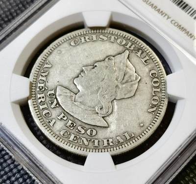 甄臻铺-世界币章拍卖（第46期）送拍享返佣金等优惠多多（1月10日精品场，敬请期待） NGC-VFD 1911年萨尔瓦多哥伦布1比索大银币，包浆醇厚