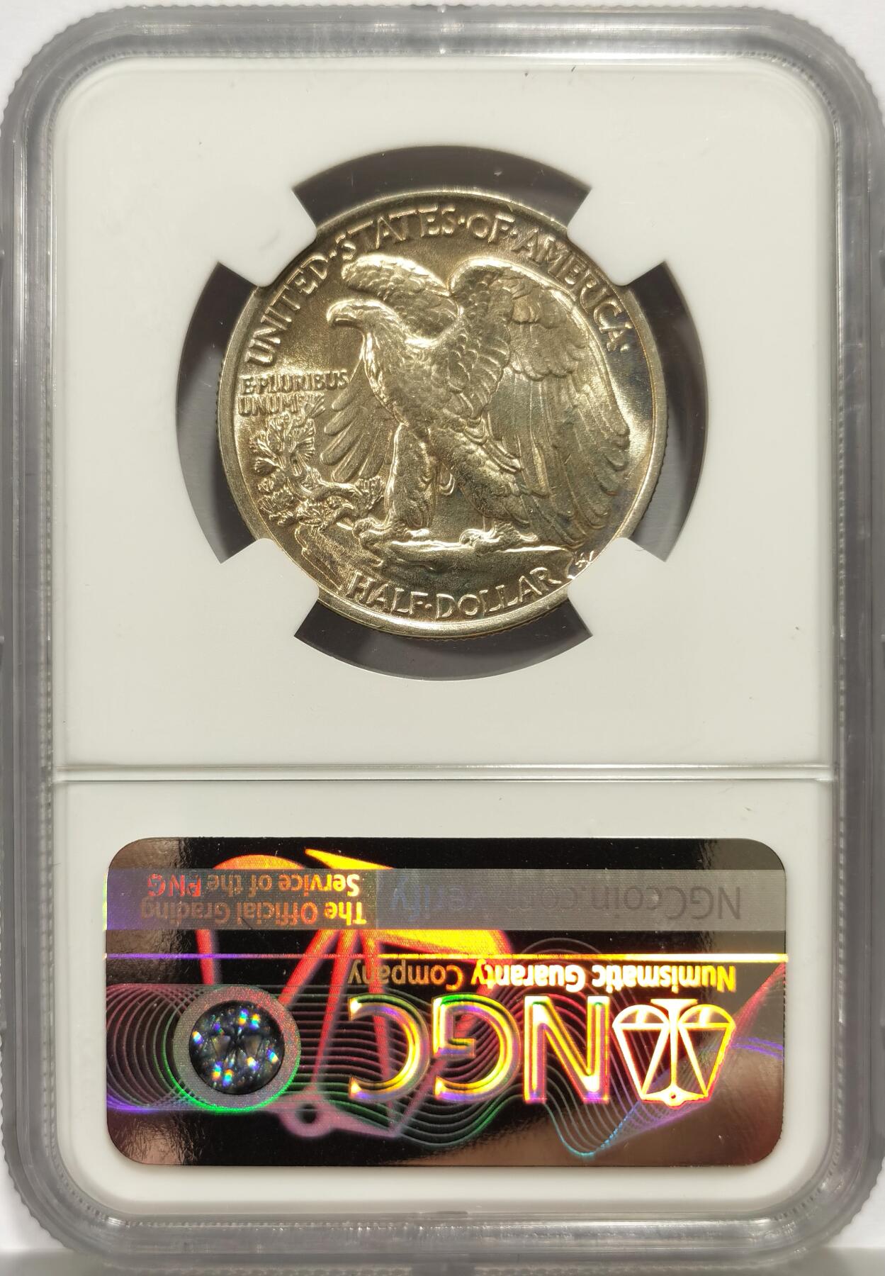 博洋堂世界钱币拍卖第156期（全场包邮） NGC MS64 美国1943年行走女神半美元银币，人像精美，鹰面立体，转光丝滑