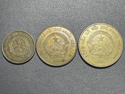 回流20260108 - 越南2003年1000、2000、5000盾铜币3枚